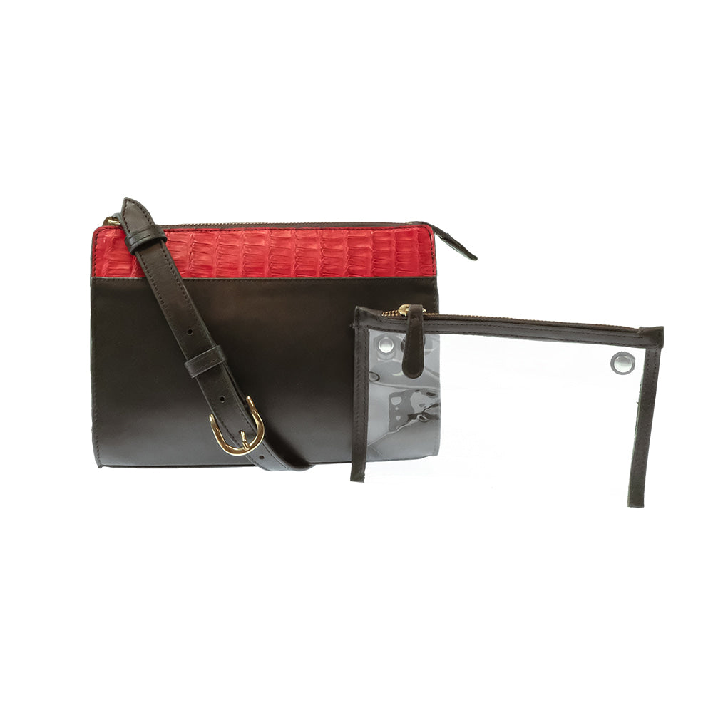 South Texas Tack Apparel Other South Texas Tack Juno Res Choclate and Ferrari Red Caiman Crossbody Purse