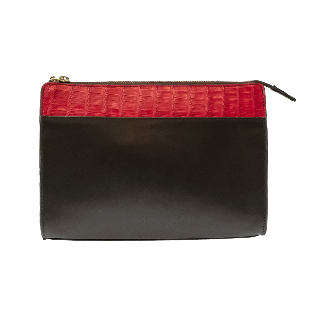 South Texas Tack Apparel Other South Texas Tack Juno Res Choclate and Ferrari Red Caiman Crossbody Purse