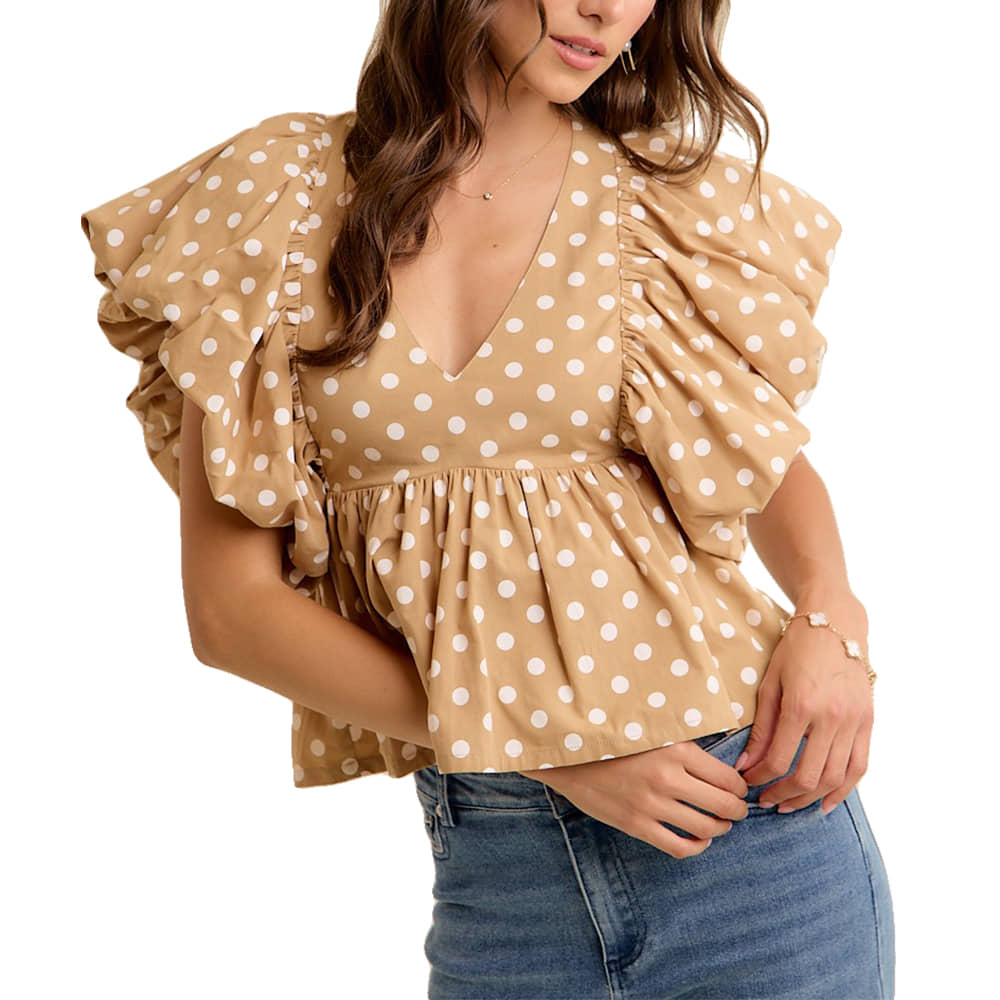 South Texas Tack Apparel Polka Dot Bubble Blouse