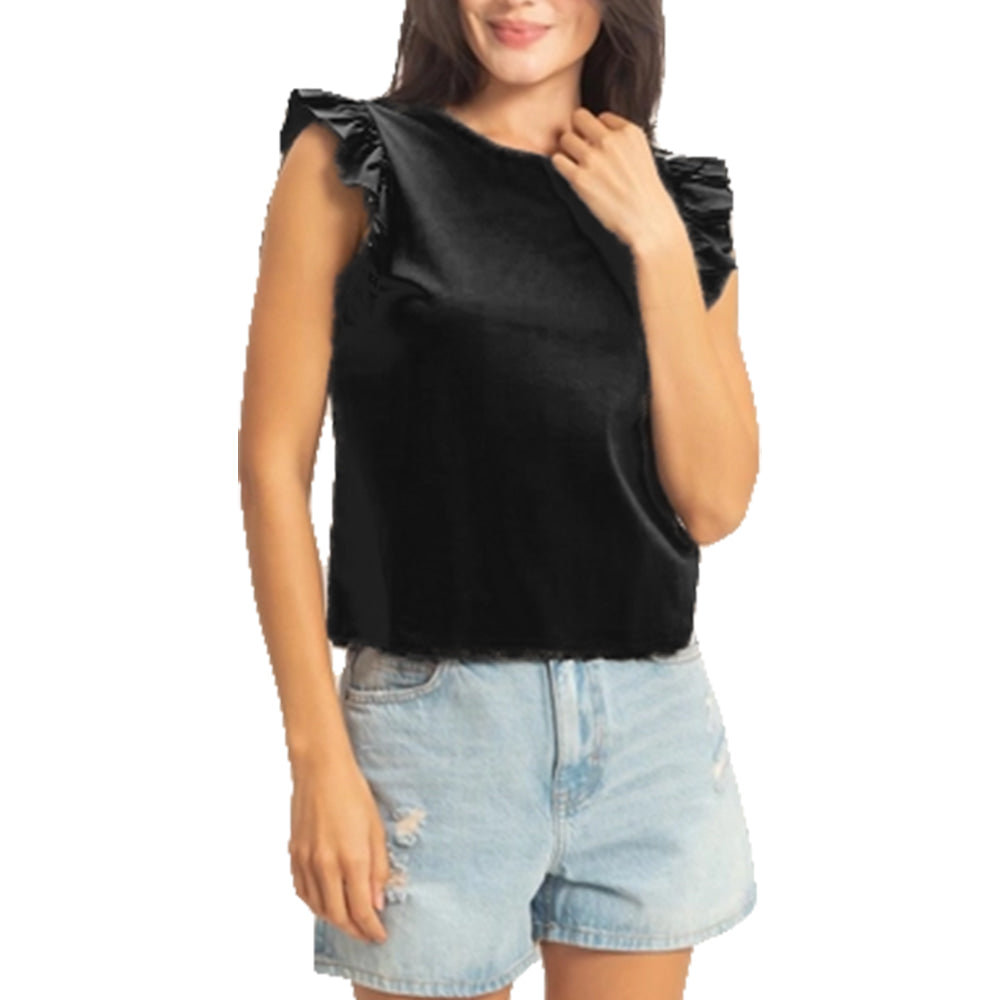 South Texas Tack Apparel Ruffle Cap Sleeve Crew Neck Top