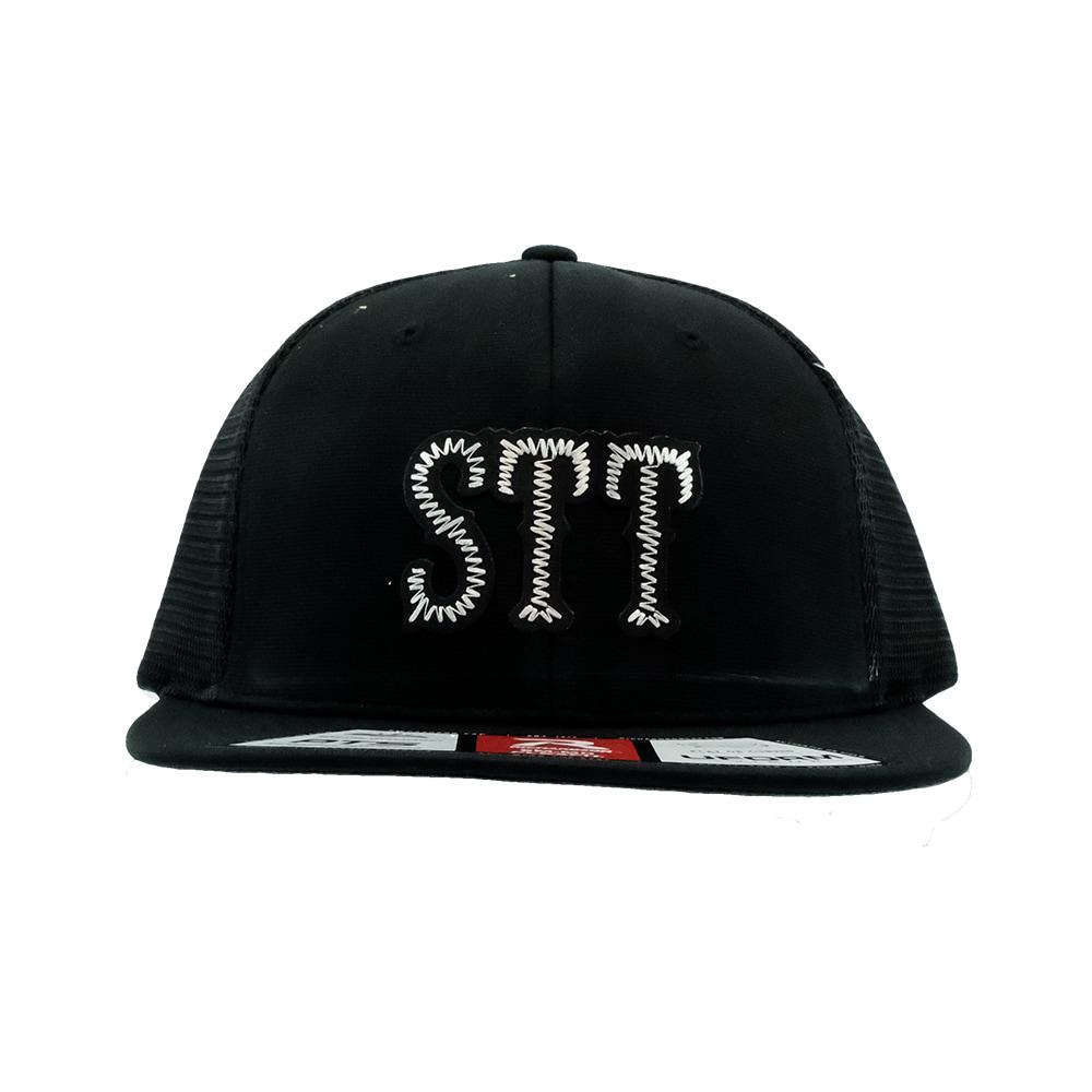 South Texas Tack Apparel South Texas Tack Apparel White Embroidered Logo Black Flat Brim Mesh Back Cap