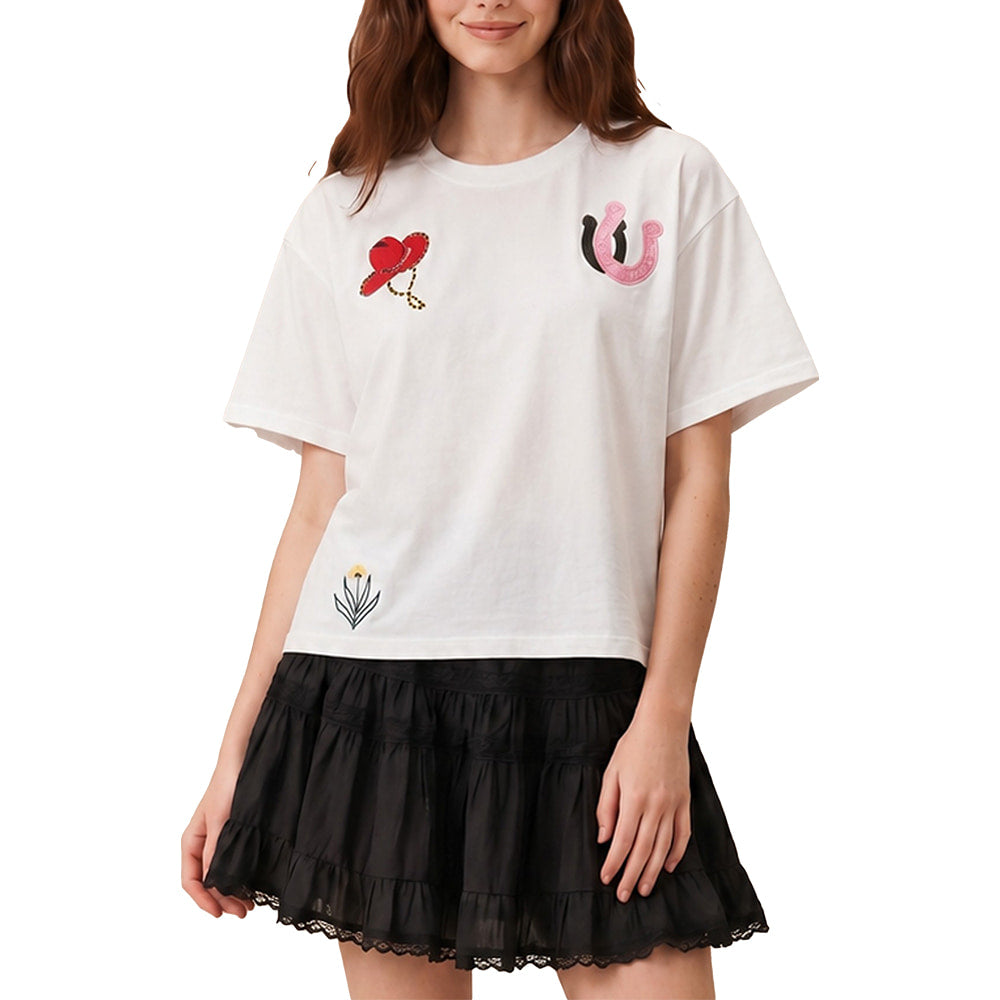 South Texas Tack Apparel White Embroidered Short Sleeve