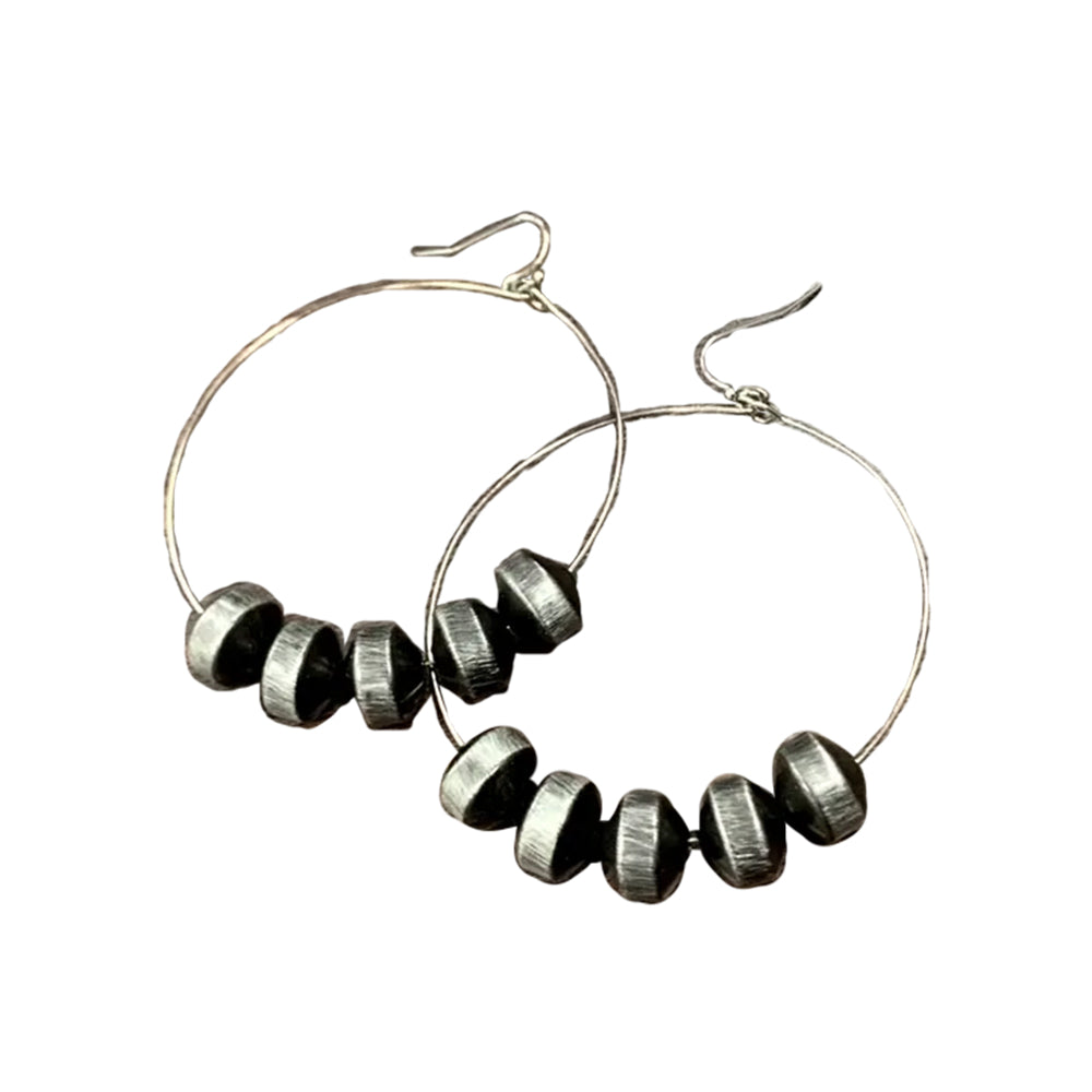 South Texas Tack Jewelry FAUX 2.5 12mm Rondelle Navajo Bead Hoop Earrings