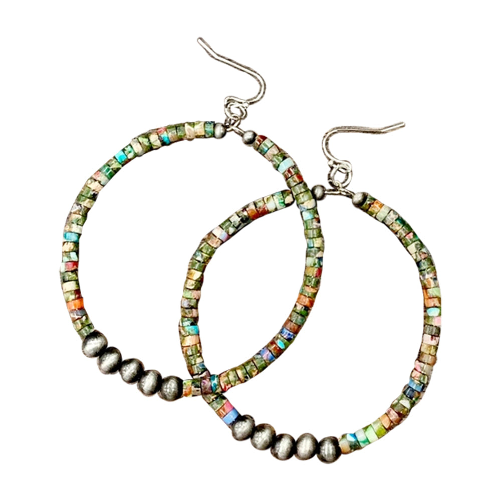 South Texas Tack Jewelry FAUX  65mm Navajo Gemstone Hoop Earrings