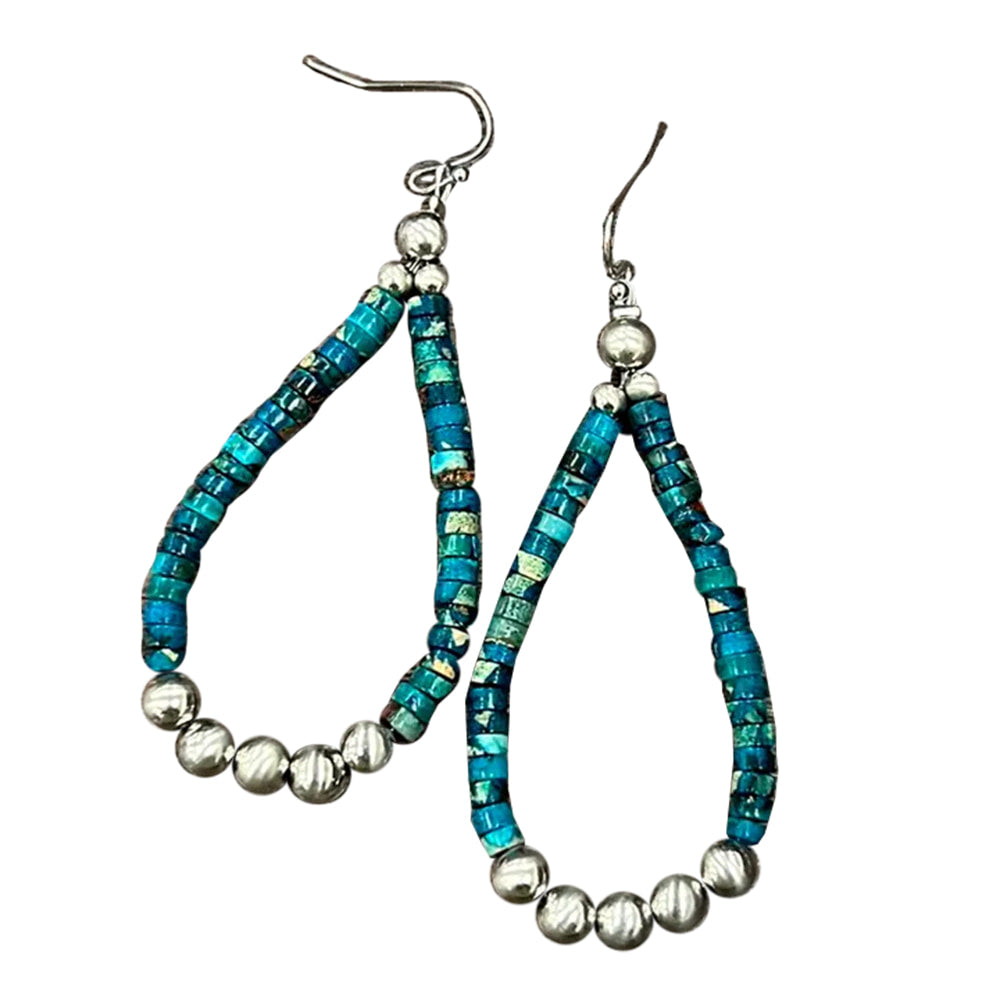 South Texas Tack Jewelry FAUX Silver Navajo Rondelle Gemstone Earrings