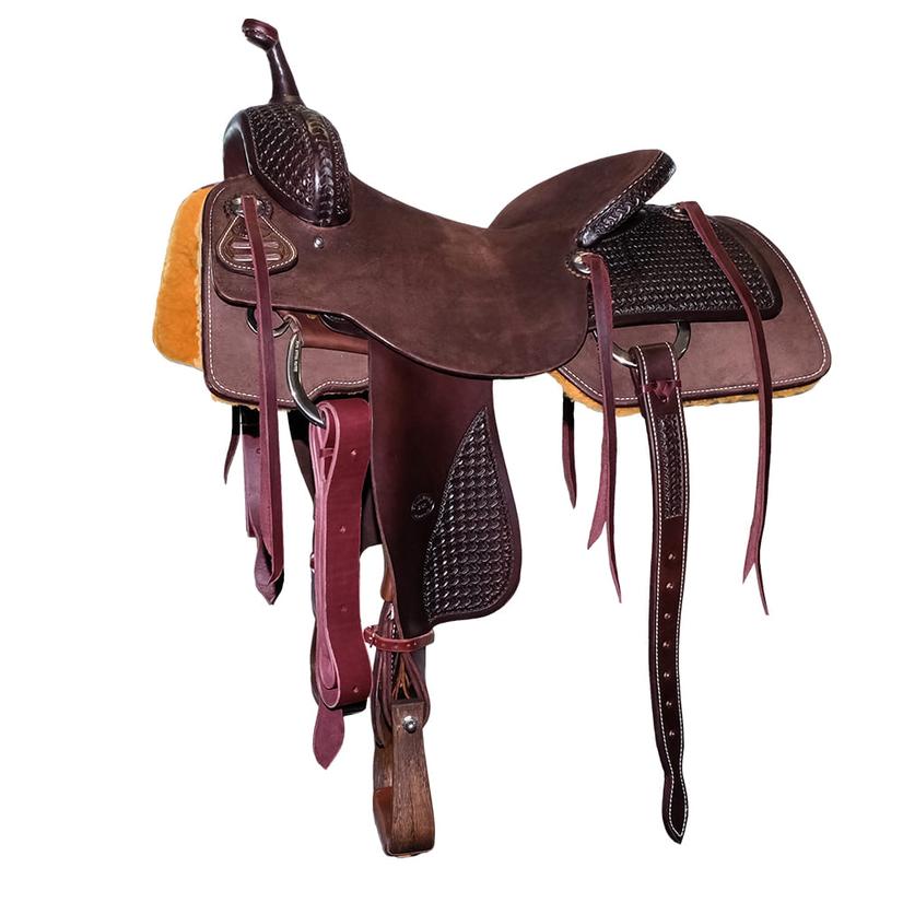 South Texas Tack Saddles 17" / Dark Chocolate South Texas Tack Quarter Windmill Tool Cutting Saddle with Fender Tool - 8" Swell