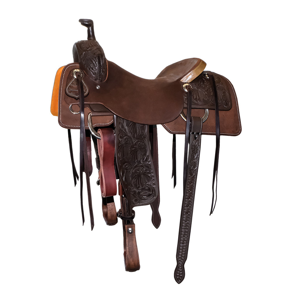 South Texas Tack Saddles South Texas Tack Chocolate Half Poinsettia Tool Half Rough Out Tool Fender Ranch Cutting Saddle