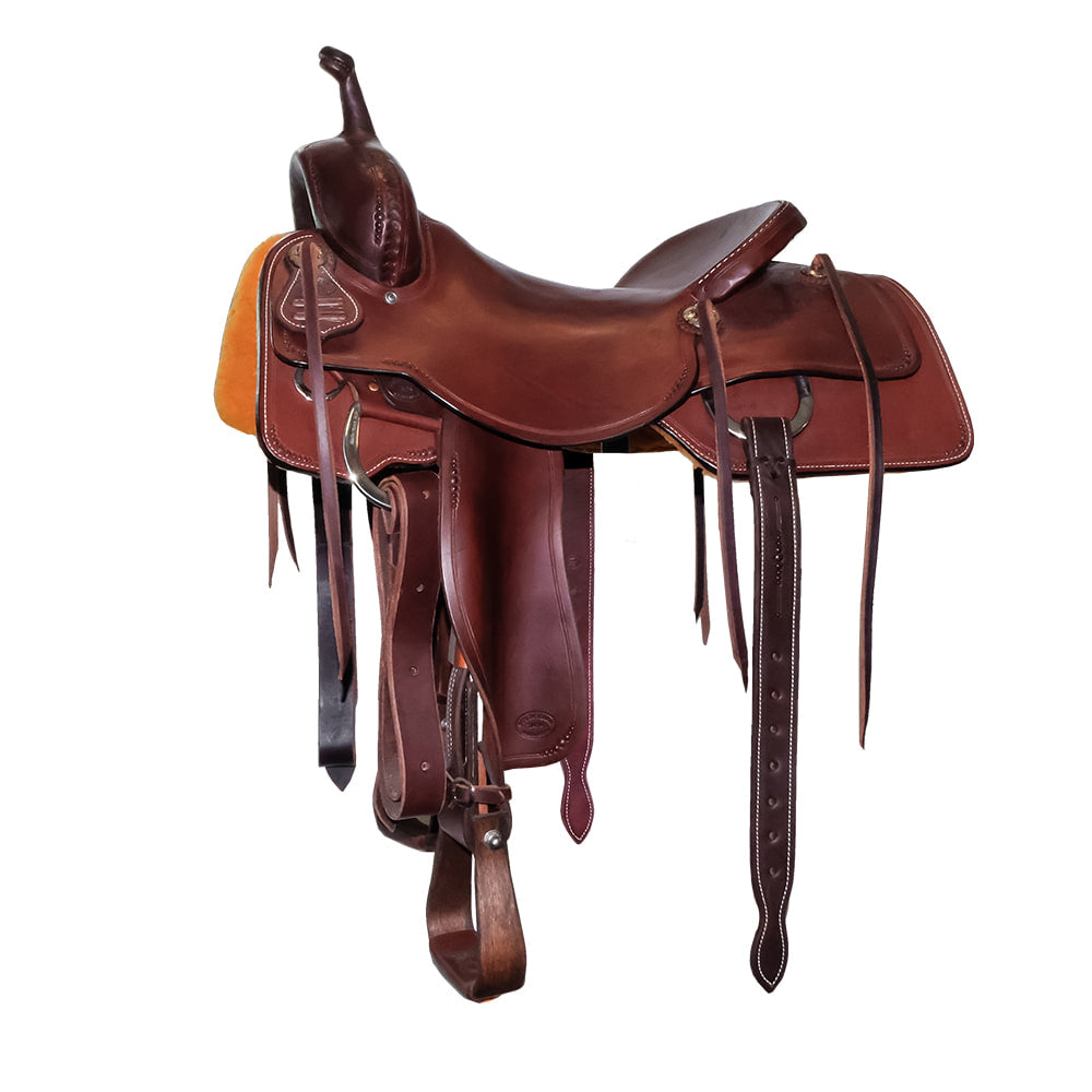 South Texas Tack Saddles South Texas Tack Full Mahogany Slick Out with Full Dot Border Cutting Saddle