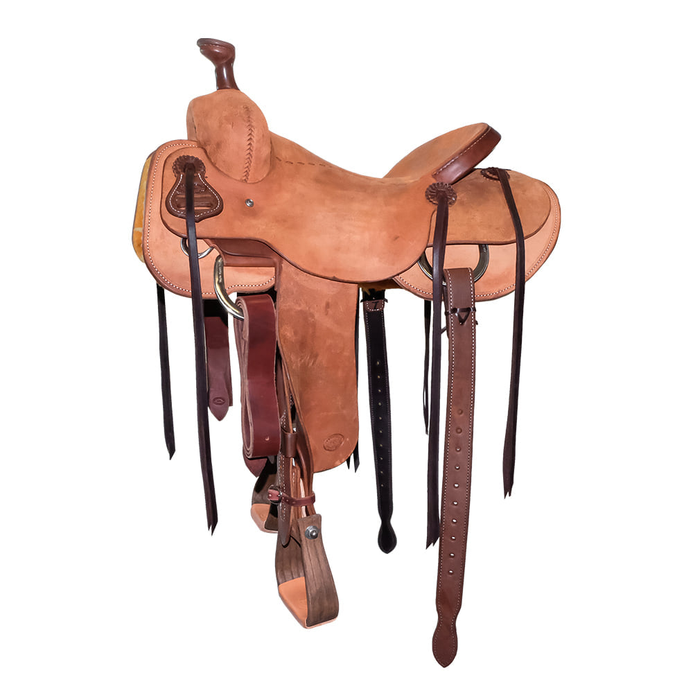 South Texas Tack Saddles South Texas Tack Full Natural Rough Out  Will James Saddle with Round Skirt