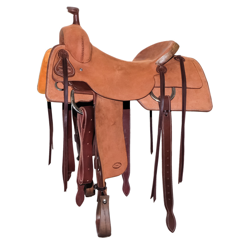 South Texas Tack Saddles South Texas Tack Full Natural Rough Out with Rawhide Cantle Ranch Cutting Saddle