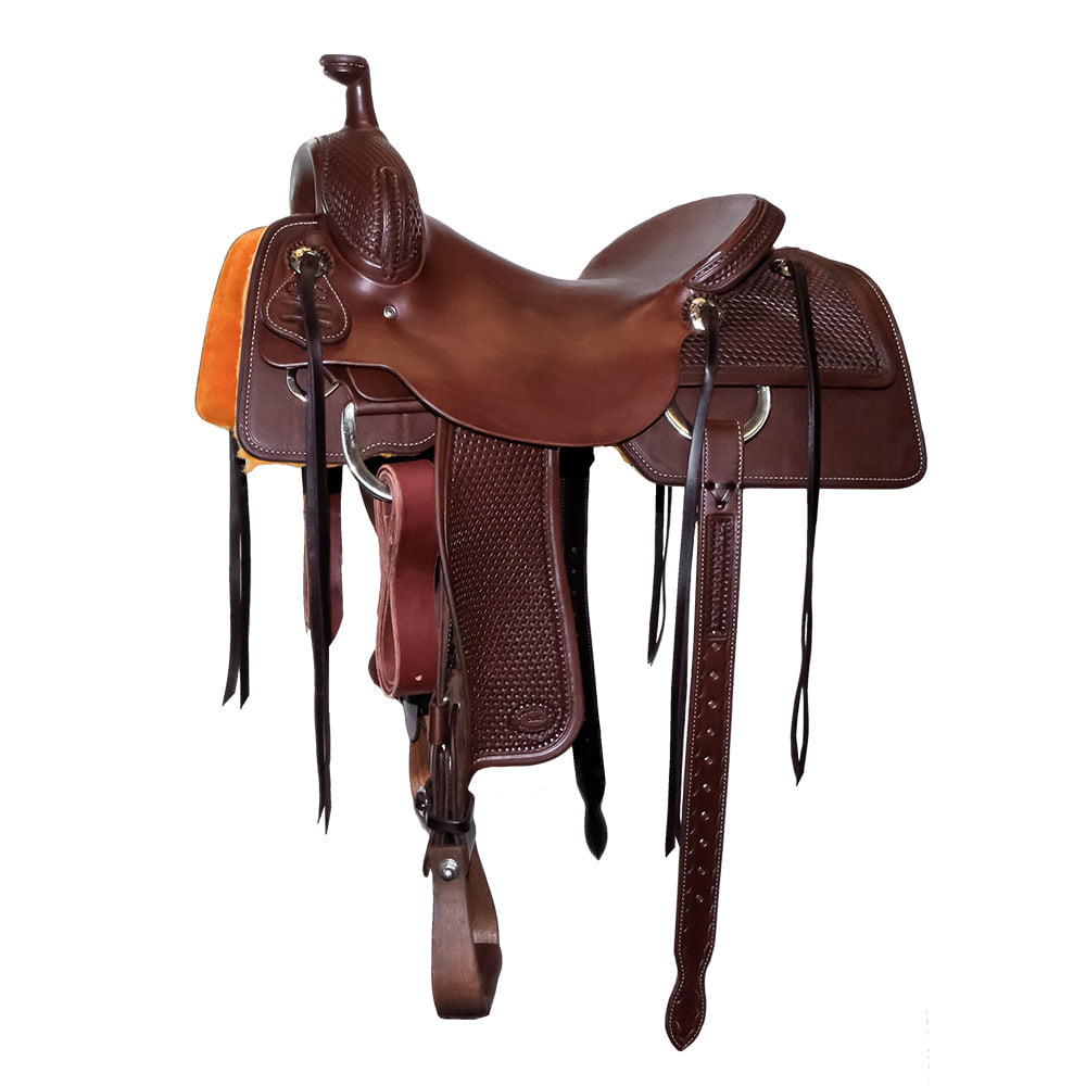 South Texas Tack Saddles South Texas Tack Half Basketweave Tool Half Natural Slick Out Tooled Fender Ranch Cutting Saddle