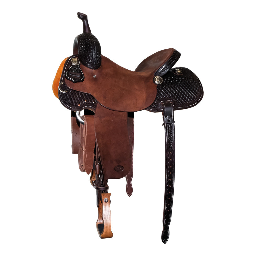 South Texas Tack Saddles South Texas Tack Half Chocolate Rough Out Half Diamond Star Tool Barrel Saddle