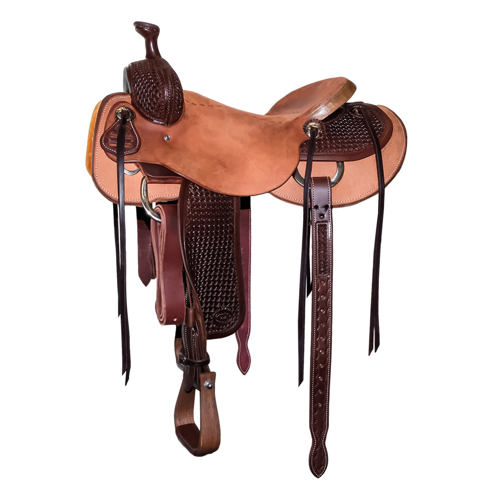 South Texas Tack Saddles South Texas Tack Half Natural Rough Out Half Axe Tool Will James Saddle with Tooled Fenders