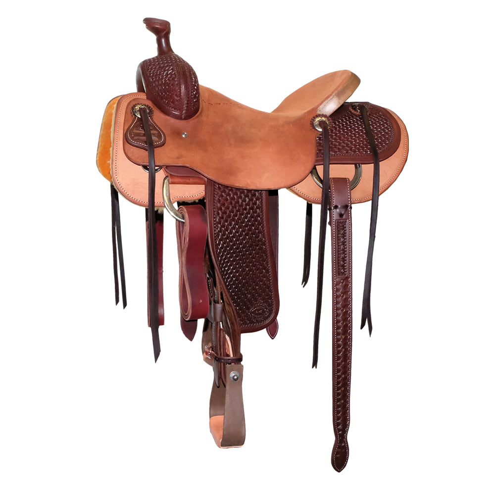 South Texas Tack Saddles South Texas Tack Half Natural Rough Out Half Axe Tool Will James Saddle with Tooled Fenders