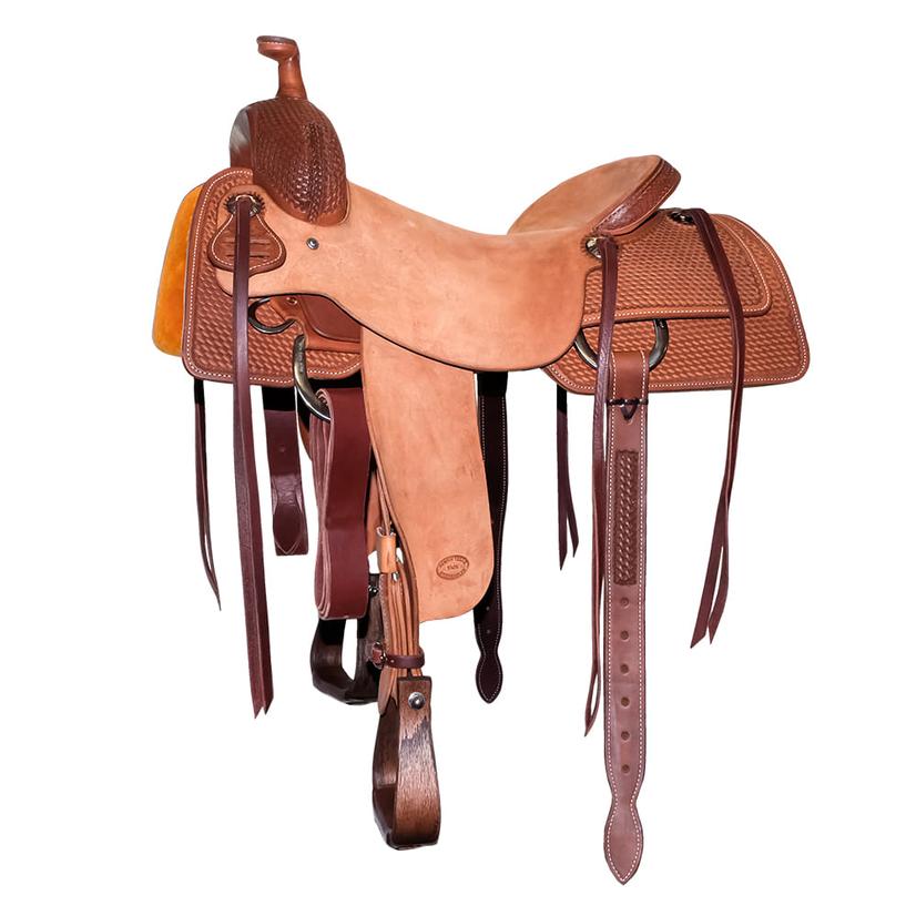 South Texas Tack Saddles South Texas Tack Half Natural Rough Out Half Basket Weave Tool Ranch Cutting Saddle