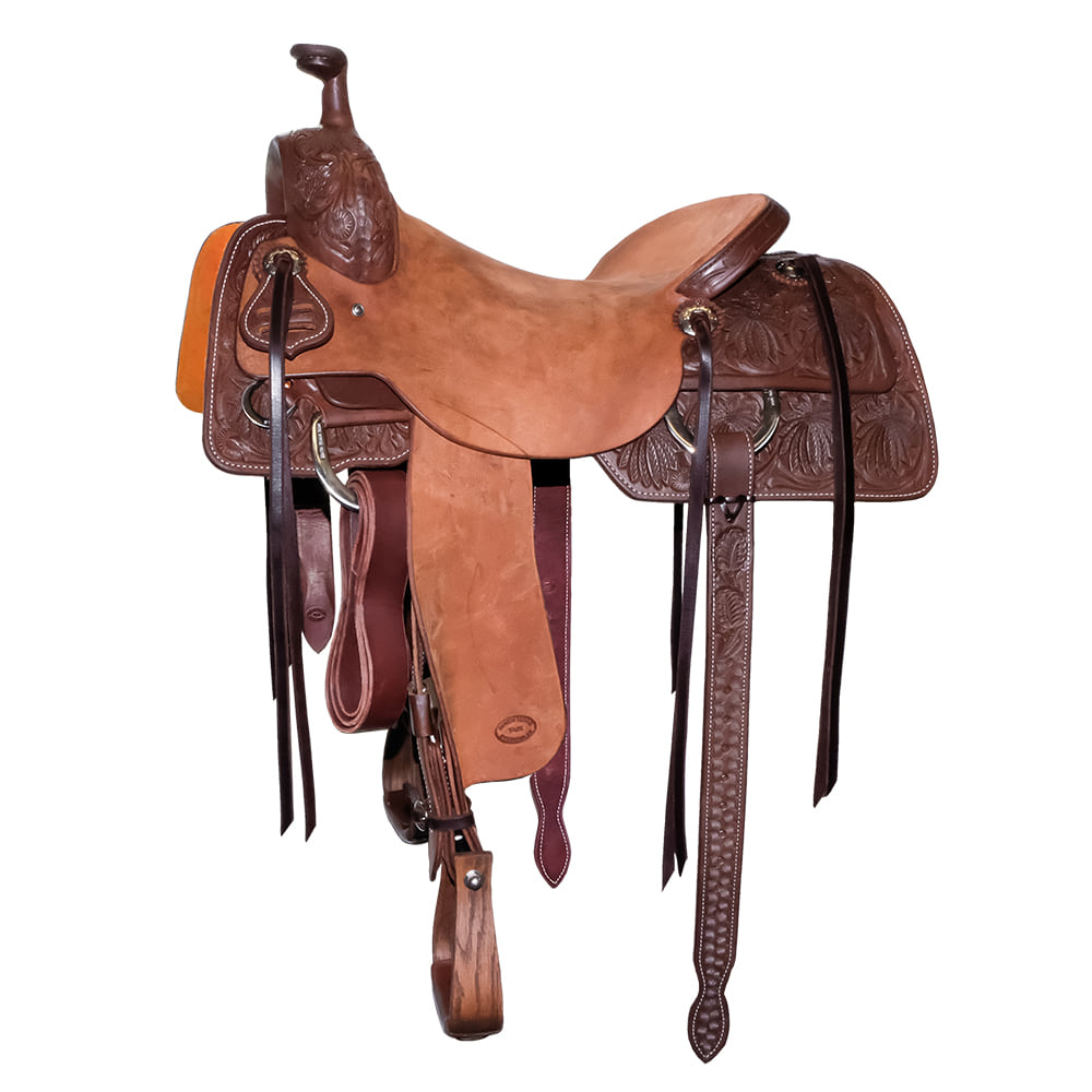 South Texas Tack Saddles South Texas Tack Half Natural Rough Out Half Poinsettia Tool Ranch Cutting Saddle