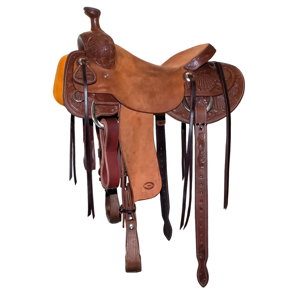 South Texas Tack Saddles South Texas Tack Half Poinsettia Tool Half Natural Rough Out Round Skirt Will James Saddle