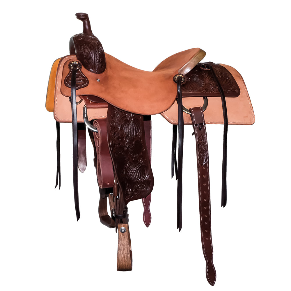 South Texas Tack Saddles South Texas Tack Half Poinsettia Tool Half Natural Rough Out Tooled Fender Ranch Cutting Saddle