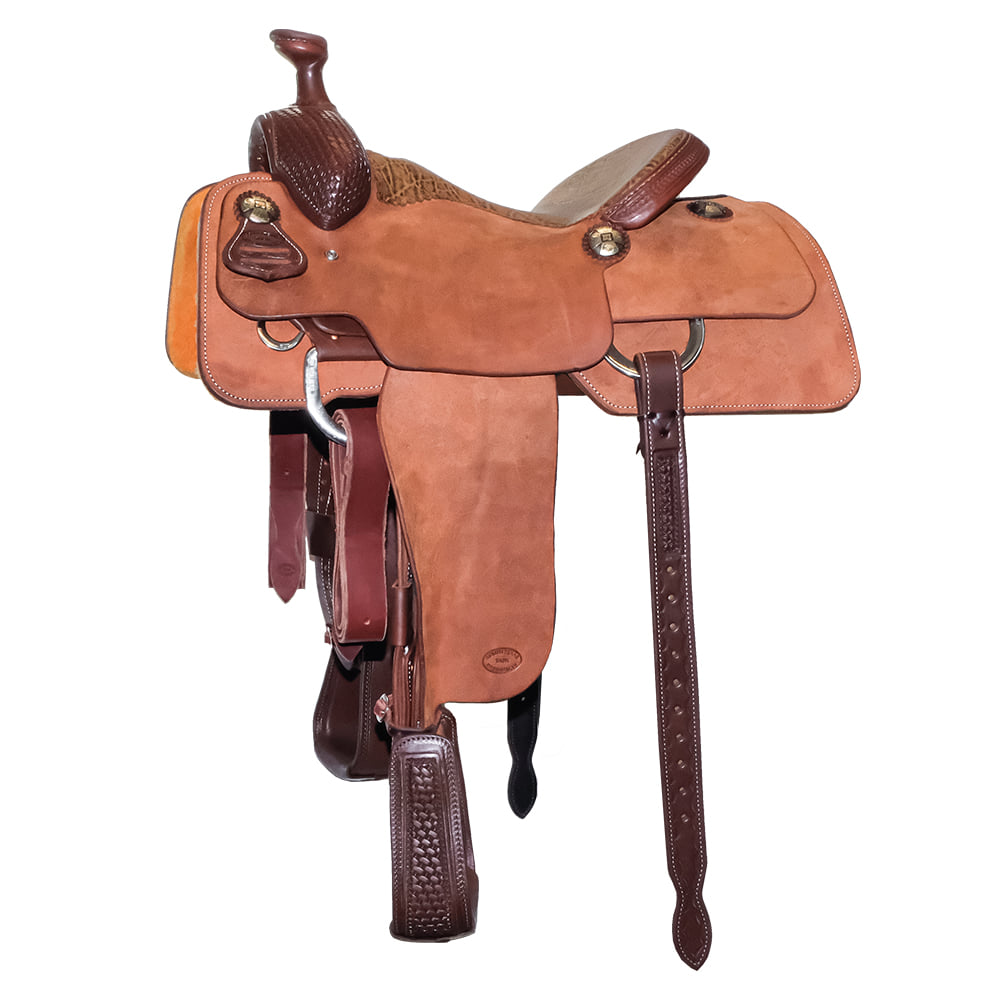 South Texas Tack Saddles South Texas Tack Natural Rough Out Basket Tool Team Roping Saddle