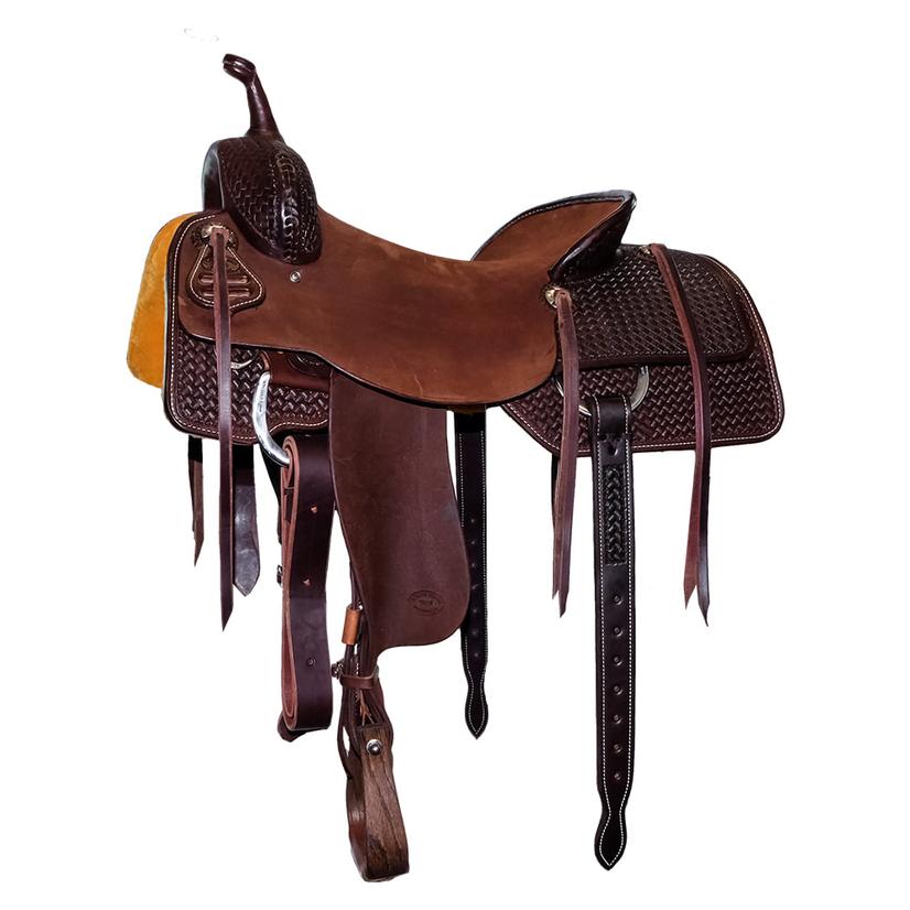 South Texas Tack Saddles South Texas Tack Walnut Half Rough Out Half Small Weave Tool with Pencil Roll Cutting Saddle - 8" Swell