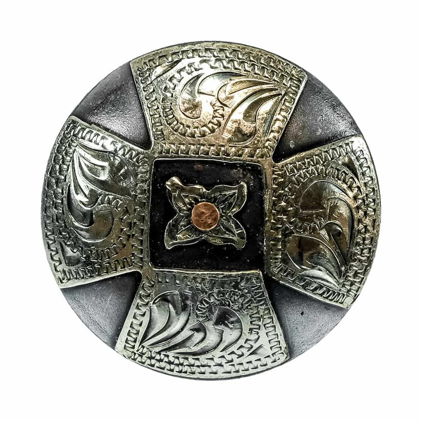 South Texas Tack Tack 1.5" / Steel/Silver South Texas Tack 4 Corner Flower Concho Set of 6