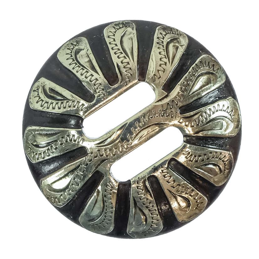 South Texas Tack Tack 1.5" / Steel/Silver South Texas Tack Antiqued Steel and Silver 12 Petal Slotted 1.5" Conchos Set of 6