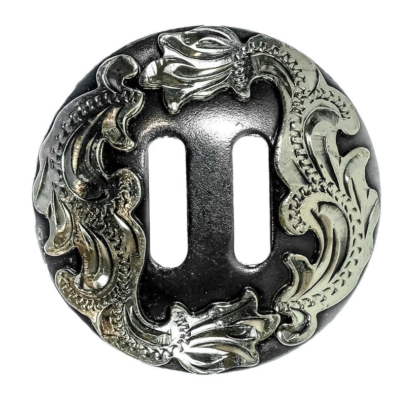 South Texas Tack Tack 1.5" / Steel/Silver South Texas Tack Floral Engraved Slotted Concho Set of 6