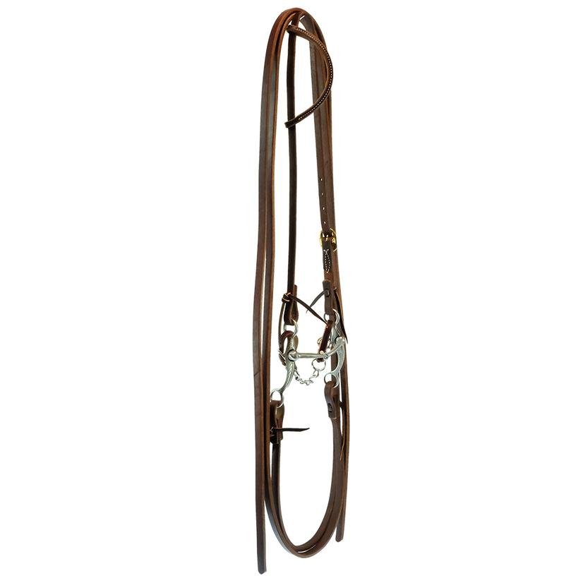 South Texas Tack Tack 5/8" / Oiled South Texas Tack Slide Ear Headstall Bridle Set with Rasp Short Shank Snaffle Bit and Split Reins