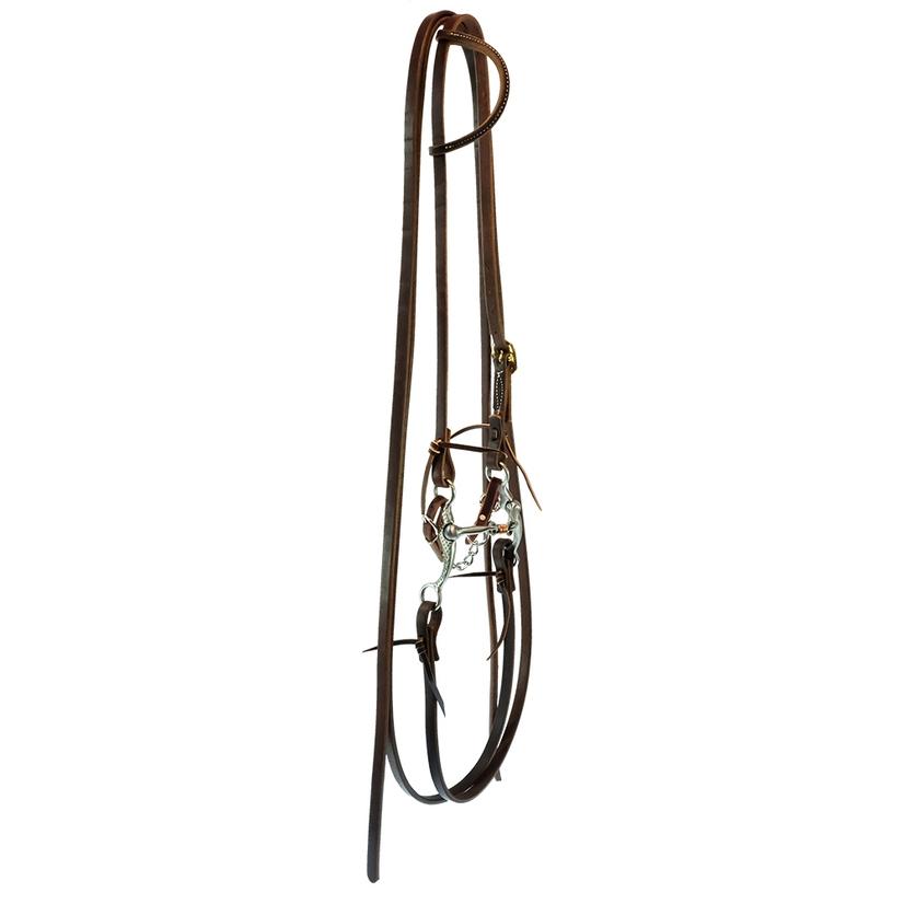 South Texas Tack Tack 5/8" / Oiled South Texas Tack  Slide Ear Headstall Split Rein Bridle Set with Rasp Dog Bone Bit
