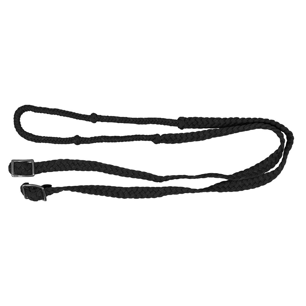 South Texas Tack Tack Black / 7 Braided Nylon Barrel Rein w Knot