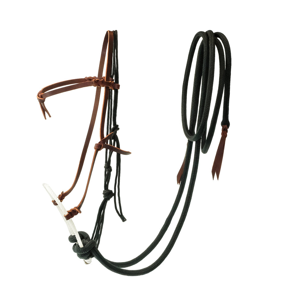 South Texas Tack Tack Black Rein / Osfa South Texas Tack Browband Rope Nose Hackamore with Poly