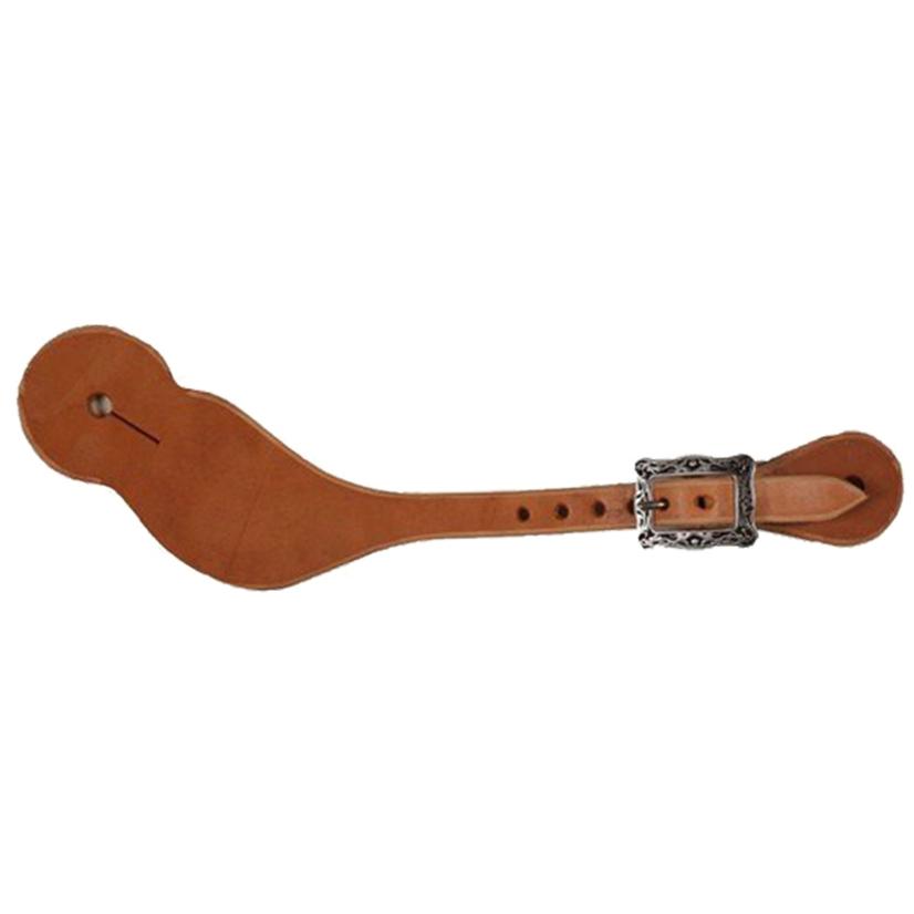 South Texas Tack Tack Cowpuncher Leather Spur Strap with Floral Silver Buckle
