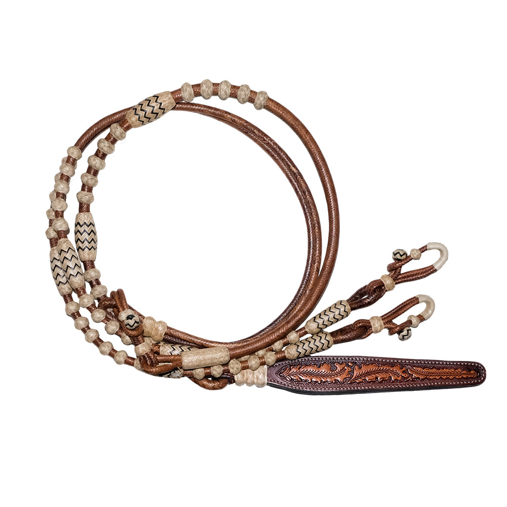 South Texas Tack Tack GM / 102 / Natural/Caramel South Texas Tack Rawhide Romal Reins 30 Plait GM Pattern Caramel