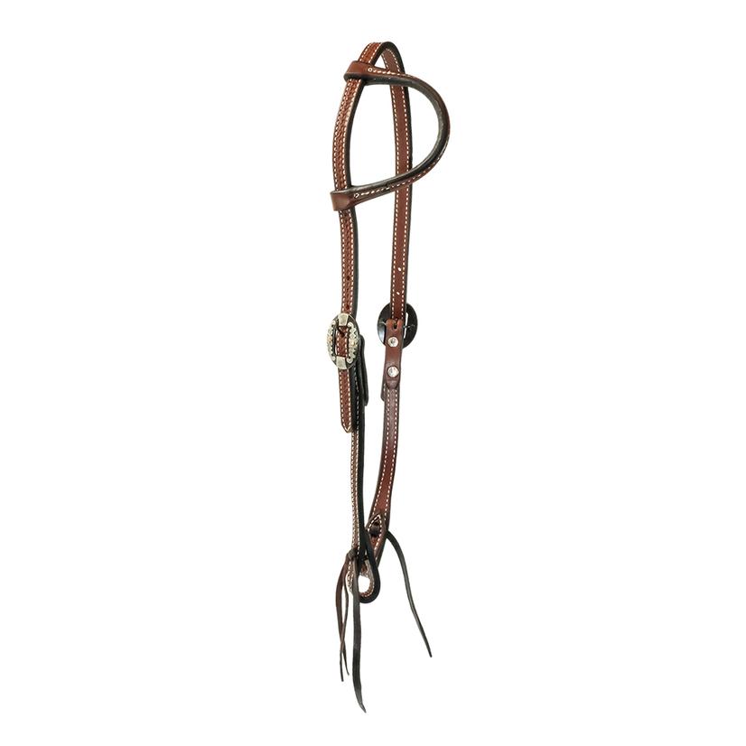South Texas Tack Tack Light Oil South Texas Tack Basket Weave Double Buckle Slide Ear Headstall in Light or Dark Oil