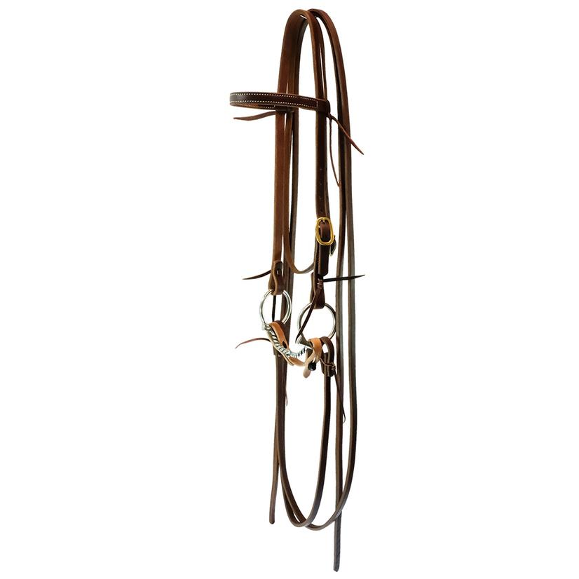 South Texas Tack Tack Oiled South Texas Tack  Browband Split Rein Bridle Set with Twisted D-Ring Snaffle Bit