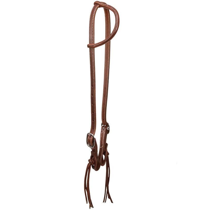 South Texas Tack Tack Oiled South Texas Tack  Double Buckle Slide Ear Headstall 5/8" with Pineapple Knots