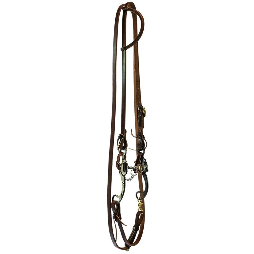 South Texas Tack Tack Oiled South Texas Tack  Roping Rein Bridle Set with Mounted Twisted Life Saver Bit