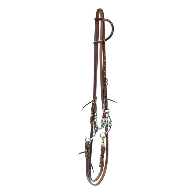 South Texas Tack Tack Oiled South Texas Tack  Slide Ear Headstall Bridle Set with STT Hinge Correction Bit and Roping Reins