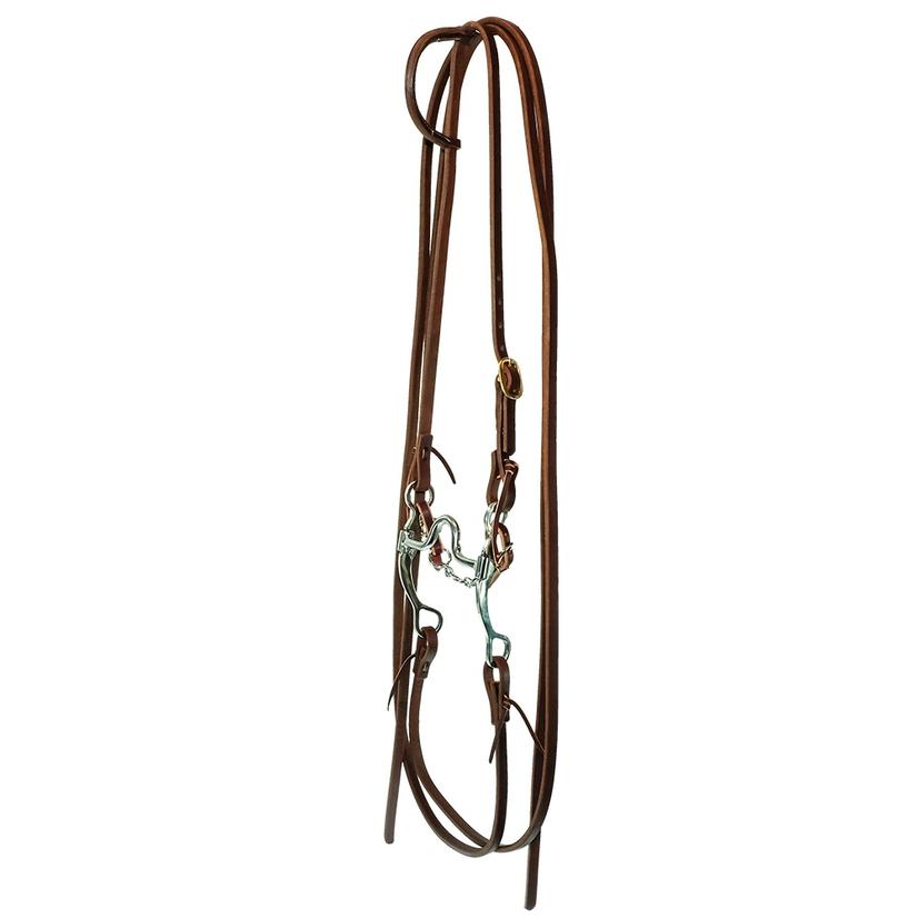 South Texas Tack Tack Oiled South Texas Tack Split Rein Bridle Set with Medium Port Bit