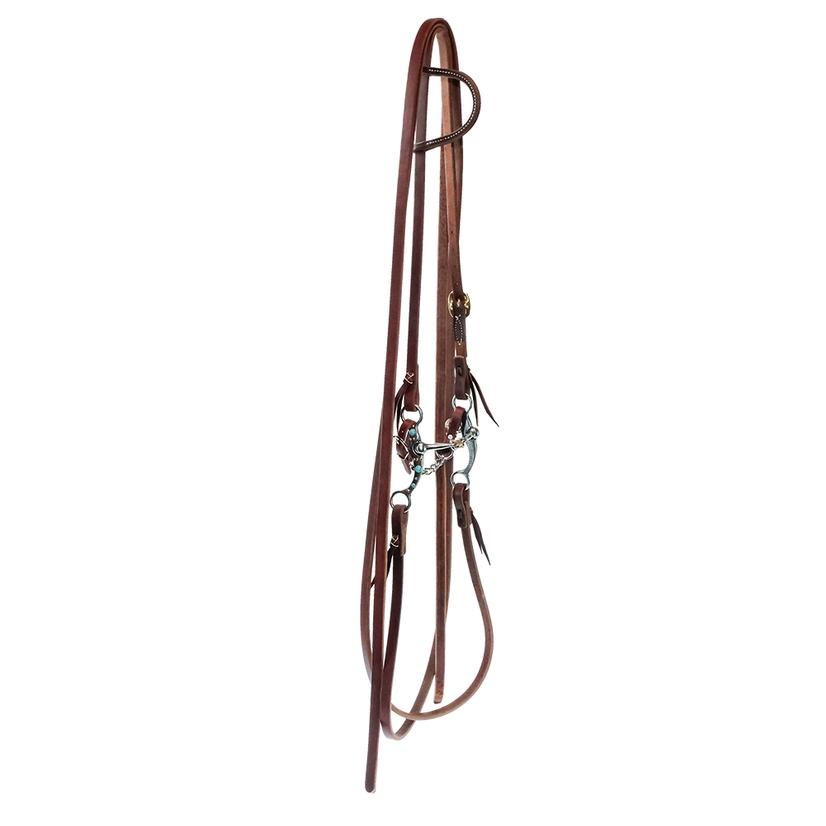 South Texas Tack Tack Oiled South Texas Tack Split Rein Bridle With Dog Bone Roller