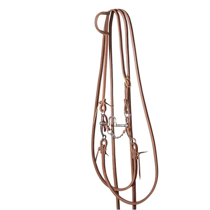 South Texas Tack Tack Oiled South Texas Tack  Split Rein Slide Ear Bridle Set with Stockman 6inch Copper Shank Correction Bit