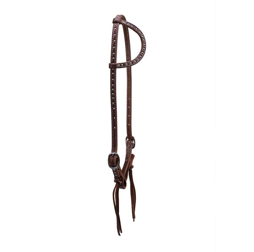 South Texas Tack Tack Slide Ear Headstall Oiled Leather with Spots