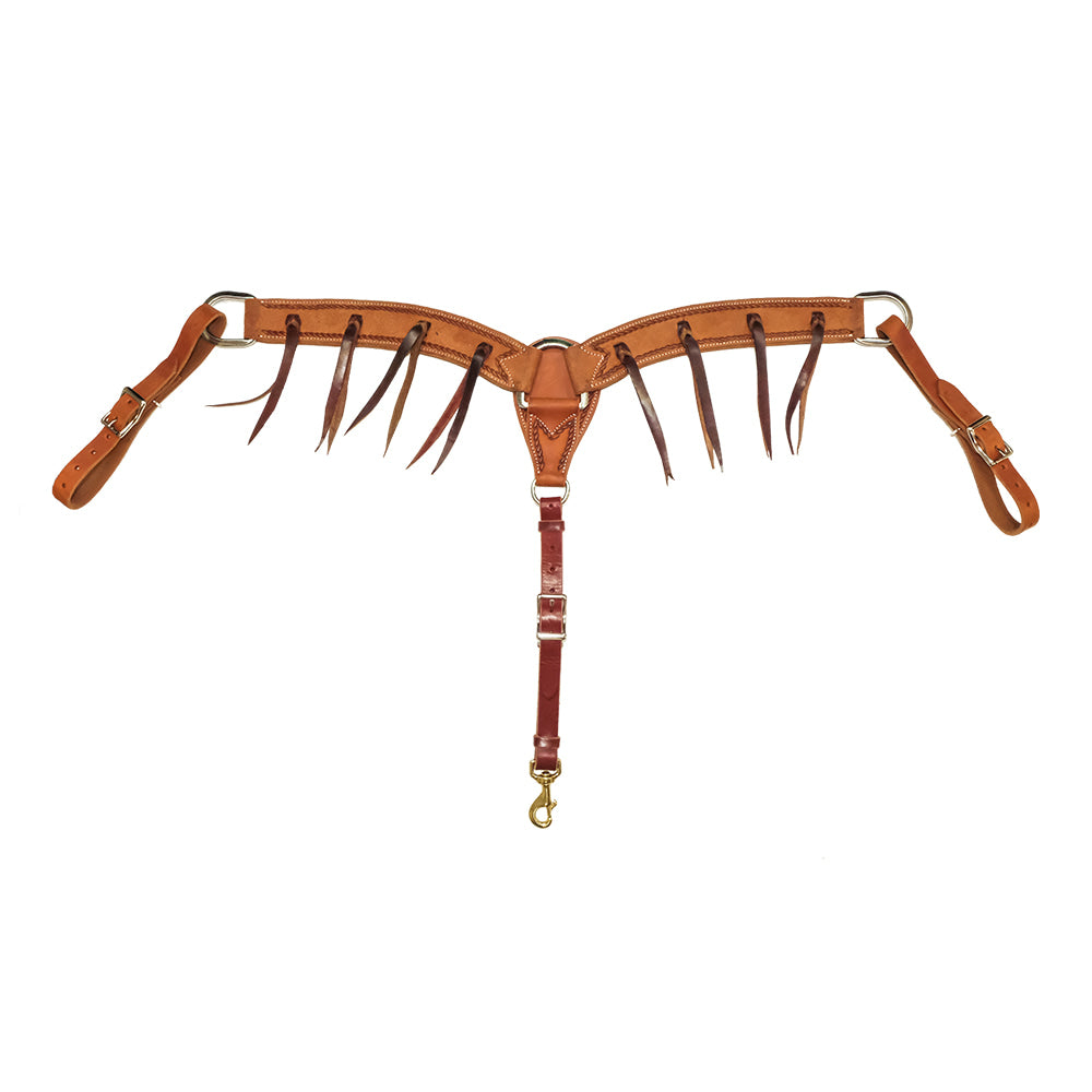 South Texas Tack Tack South Texas Tack 2" Rough Out Light Oil Breast Collar with Rope Stamp Border and Latigo Strings