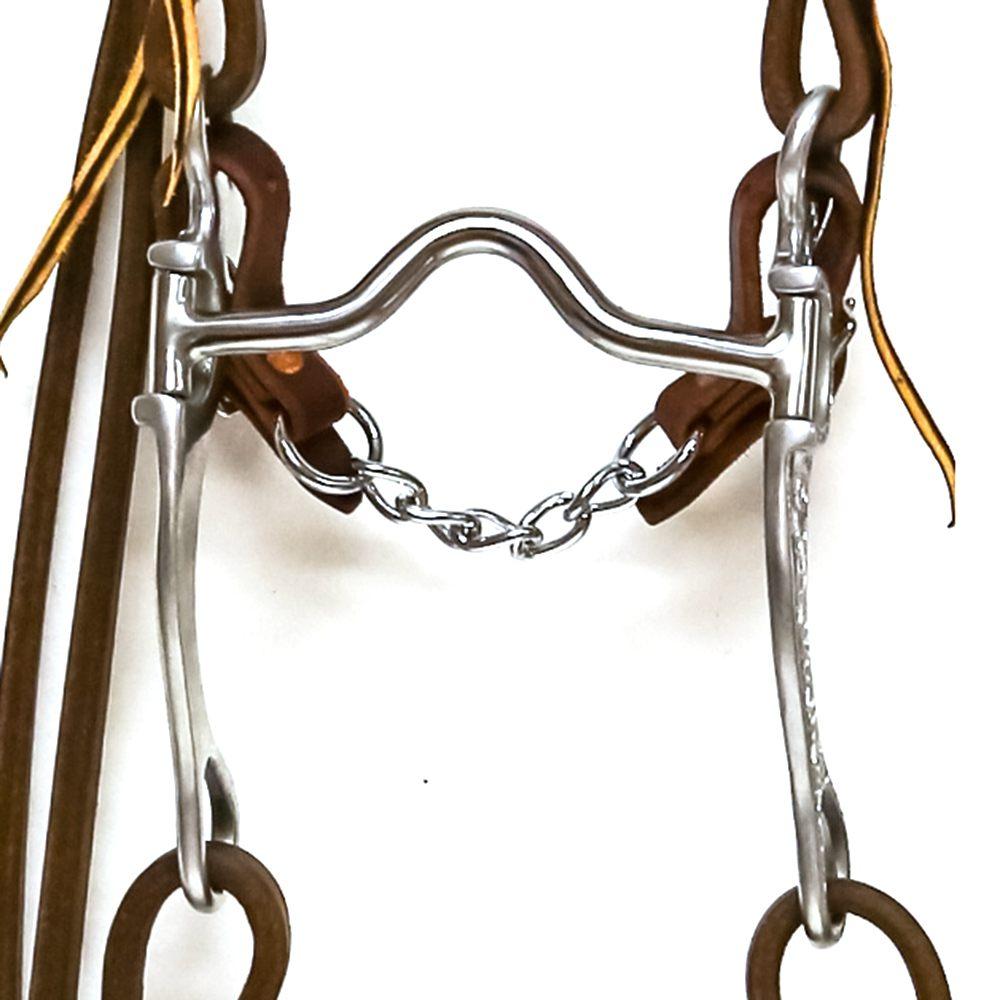 South Texas Tack Tack South Texas Tack  Bridle with FG Aluminum Medium Port Short Cheek Engraved Bit