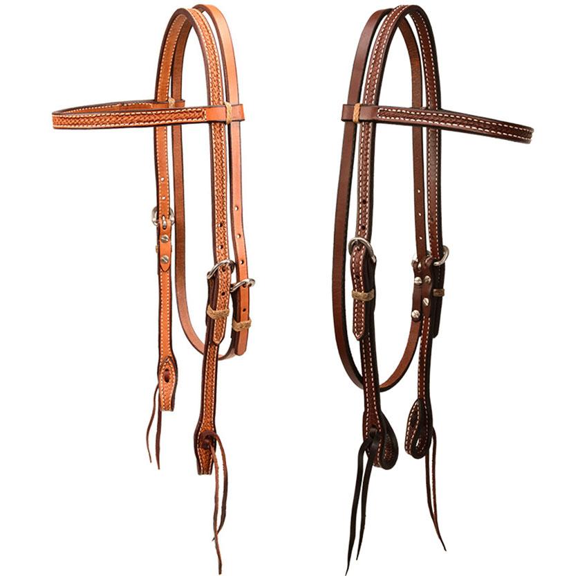 South Texas Tack Tack South Texas Tack  Browband Headstall with Basketweave Tooled Leather