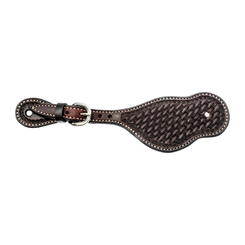 South Texas Tack Tack South Texas Tack Chocolate Basket Weave Tool Buckaroo Spur Strap - Adult