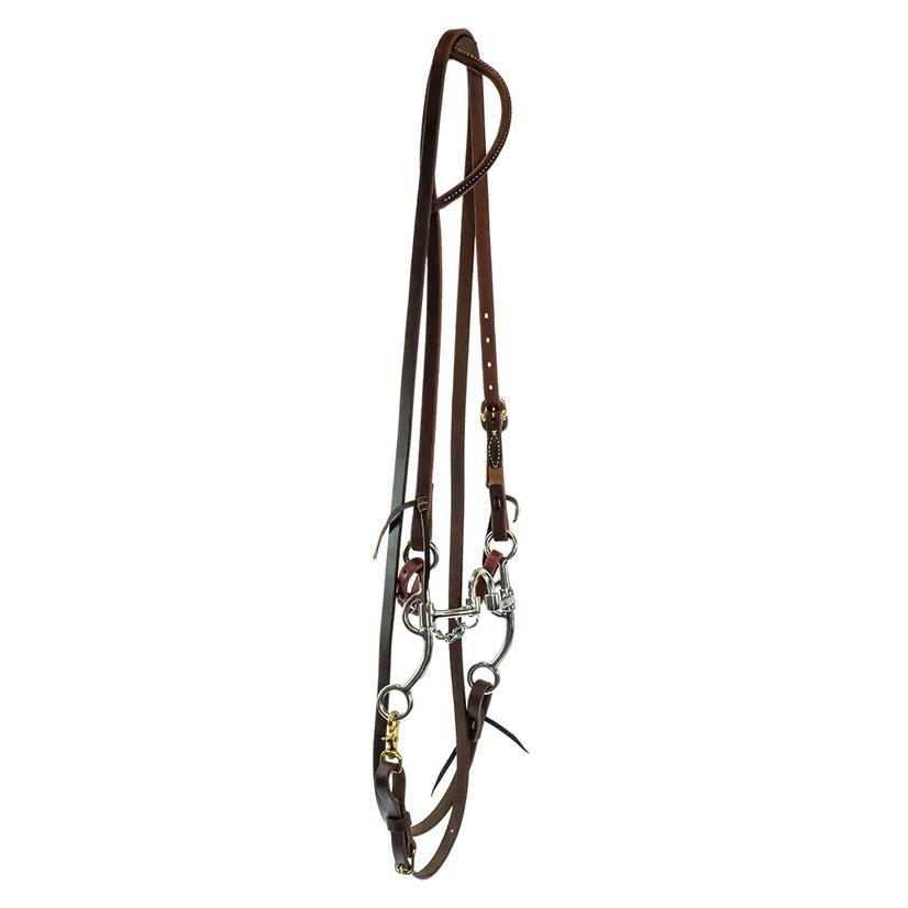 South Texas Tack Tack South Texas Tack Roping Rein Slide Ear Headstall Bridle Set with STT Medium Shank Correction Bit