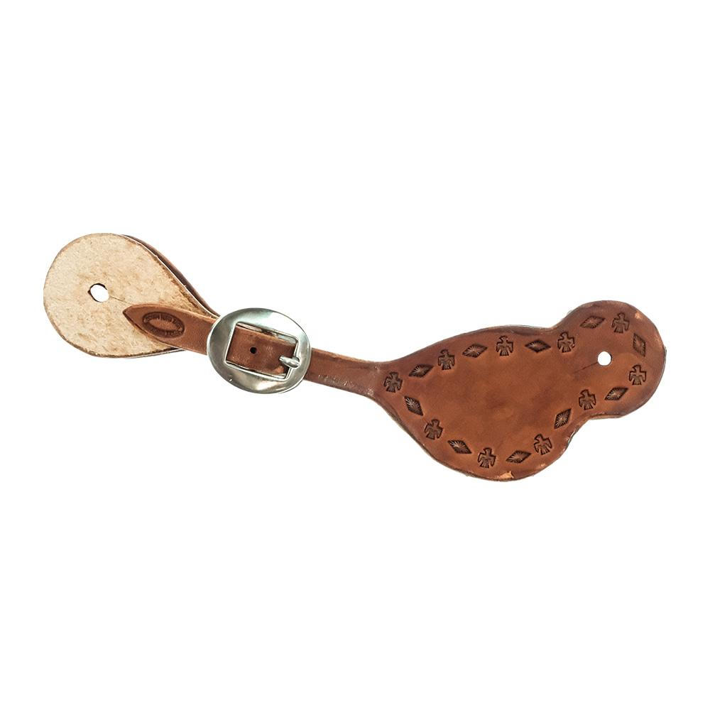 South Texas Tack Tack South Texas Tack Slickout Adult Spur Straps in Mahogany or Natural Leather with Assorted Borders