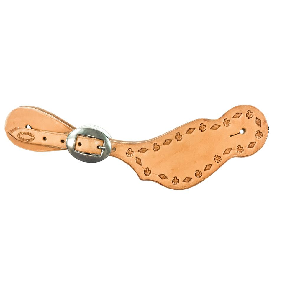 South Texas Tack Tack South Texas Tack Slickout Adult Spur Straps in Mahogany or Natural Leather with Assorted Borders