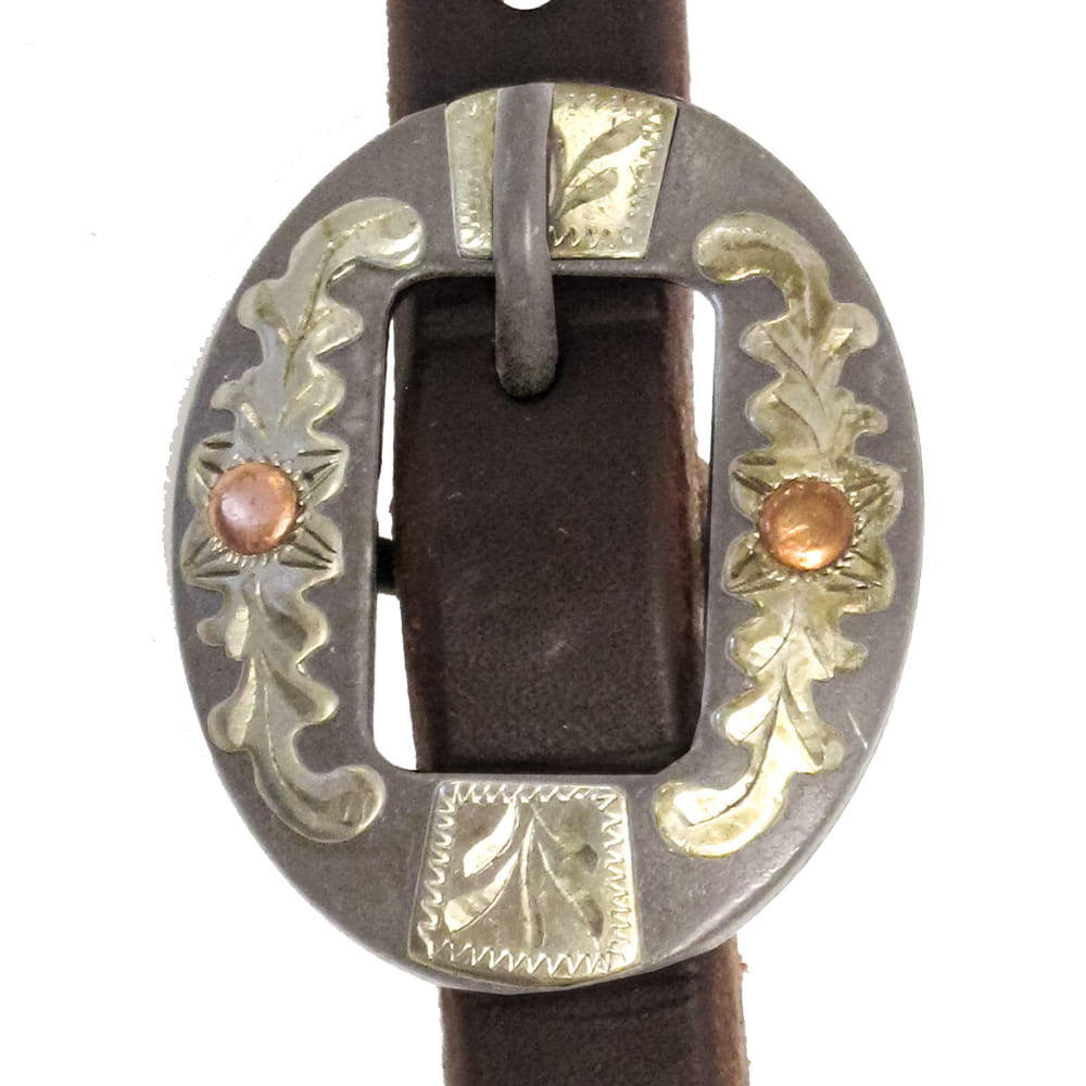 South Texas Tack Tack South Texas Tack Slide Ear Oiled Headstall with Single Silver Floral Buckle 5/8"